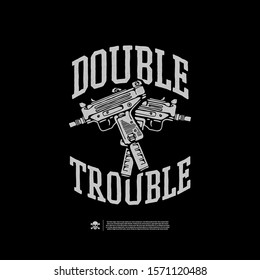 Two automatic pistols Uzi. Design for print t-shirts, stickers and more. Vector.
