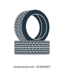 Two automobile wheels without drive. Vector illustration.