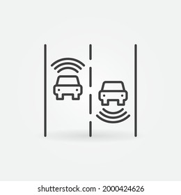 Two Autonomous Vehicles outline vector concept icon or design element