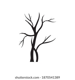 two autumn dry trees with branches silhouettes style vector illustration design