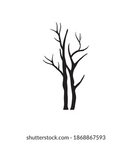 two autumn season dry trees with branches silhouettes style icons vector illustration design