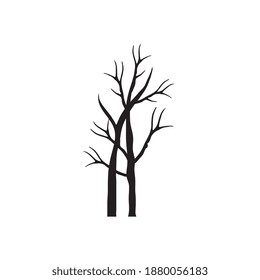 two autumn season dry trees with branches silhouettes style vector illustration design