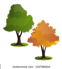 Ilustração do vetor da árvore de dois outonos no fundo branco