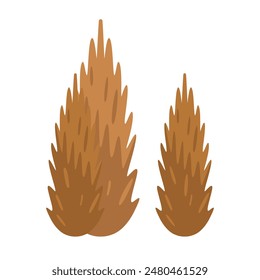 Two autumn trees with brown crown, seasonal forest or park plants vector illustration