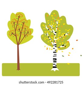 Two autumn trees. vector illustration