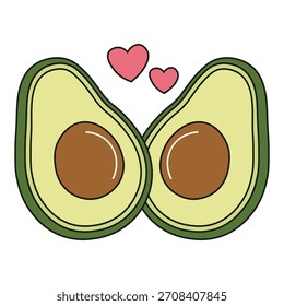 Two avocado halves with hearts.