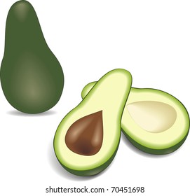 Two Avocado Halves With Kernel Ã¢Â?Â? Alligator Pear