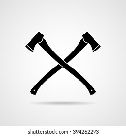 Two ax black silhouettes. Icon