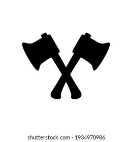 Two Axe Silhouette On White Background