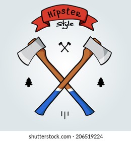Two axes with blue handle