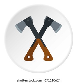 Two axes icon in flat circle isolated vector illustration for web