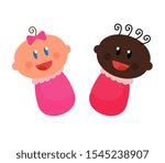 Two babies on a white background. Vector illustration.