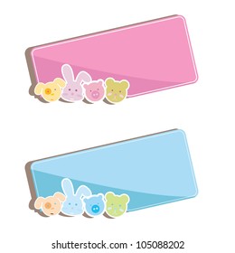 two baby animals background with gloss designs