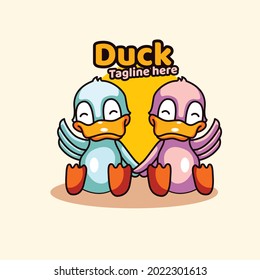 Two Baby Duck Mascots Character