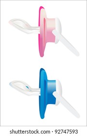 Two baby pacifier isolated on white