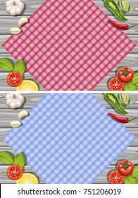 Two background with herbs and vegetables illustration