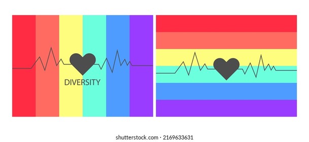 two background images In the picture there are six colors. have a heart with words.PRIDE MONTH