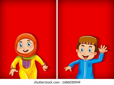 Two background template designs with happy children illustration