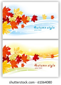 two backgrounds with autumn leaves