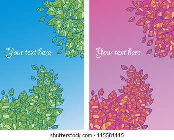 Two backgrounds with leaves