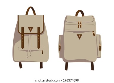 Two backpacks on transparent background