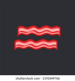 Two bacon slices vector on black background