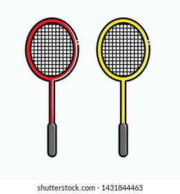 Two Badminton Racket Illustration Icon Style