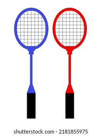 Two badminton rackets red and blue vector illustration.