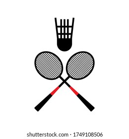 Dos raquetas de bádminton con icono portador de shuttlecock para aplicaciones deportivas y sitios web. Una ilustración creativa y profesional.