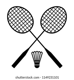 Two badminton racquets or rackets with shuttlecock / birdie line art vector icon for sports apps and websites - Shutterstock ID 1149231101