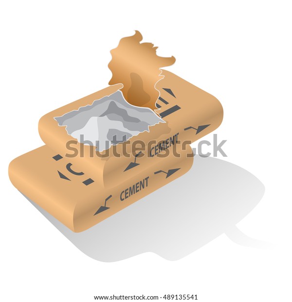 Two Bags Cement Opened Cement Bag Stock Vector (Royalty Free) 489135541