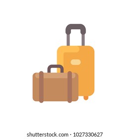 Two bags flat icon. Travel luggage flat illustration