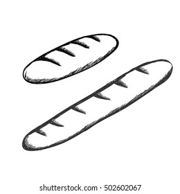two baguettes hand drawn icon set vector