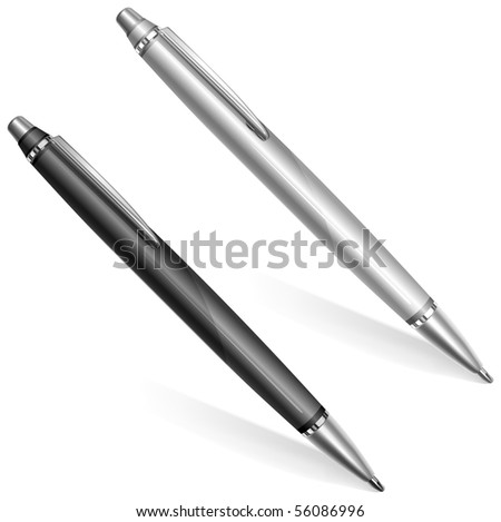 Two ball pens isolated on white background, vector illustration