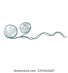 two ball of thread relationships life concept knitting hobby vector sketch simple doodle hand drawn line illustration isolated abstract sign symbol clip art
