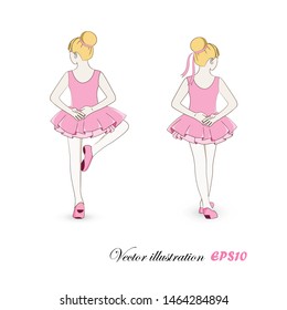 Two ballerina girls on white background
