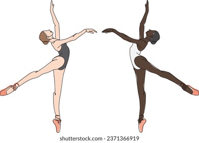 
Two ballerinas of different races