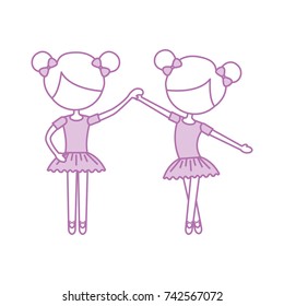 two ballet girl dance standing in pose