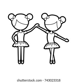 two ballet girl dance standing in pose