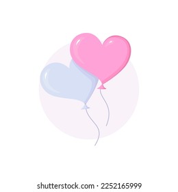 two balloons in cartoon style on a gray circle background

