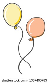 Zwei Ballons, die Vektorgrafik oder Farbgrafik fliegen