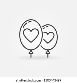 Two Balloons with Heart vector icon or symbol in outline style