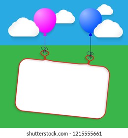 Two balloons holding text frame for your text