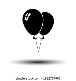 Two Balloons Icon. Black on White Background With Shadow. Vector Illustration.