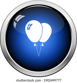 Two Balloons Icon. Glossy Button Design. Vector Illustration.