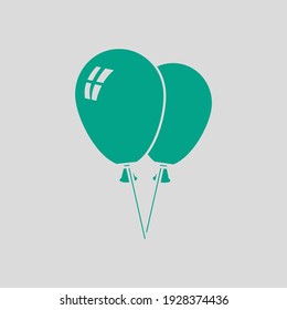 Icono de dos globos. Verde sobre fondo gris. Ilustración vectorial.