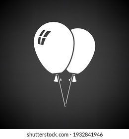 Two Balloons Icon. White on Black Background. Vector Illustration.