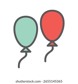 Dos globos: verde menta y rojo, icono de la celebración del partido con Gr