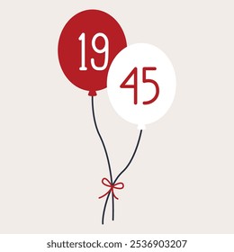Two balloons with the numbers 1945 and 19, symbolizing a celebration or anniversary.