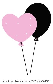 Dos globos, uno rosa y otro negro, están atados juntos